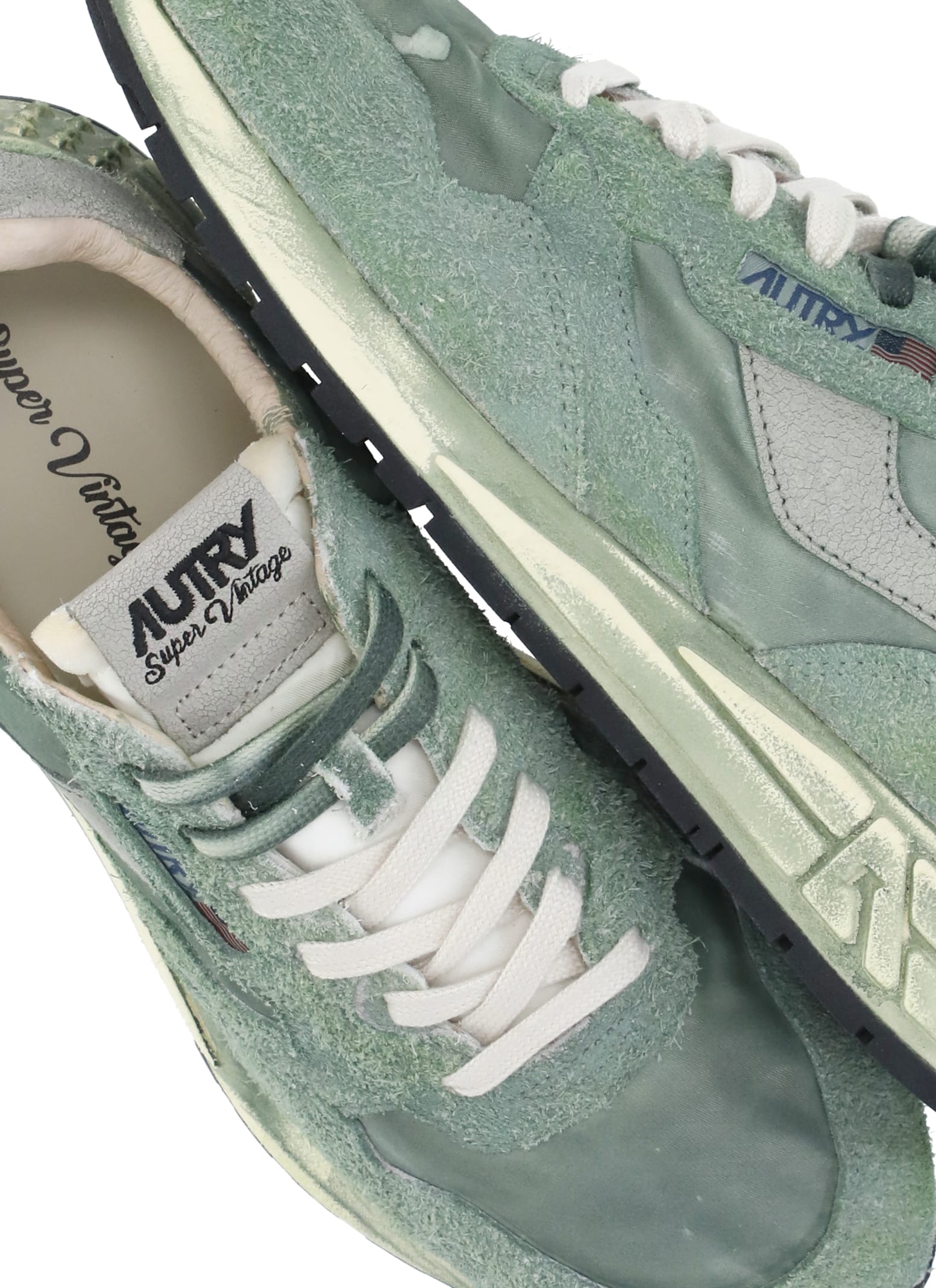 Autry Reelwind Metallic-panel Suede Sneakers In Green
