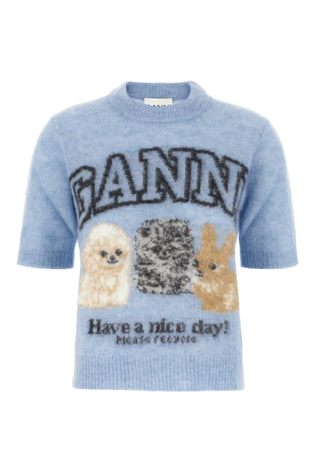 Ganni Maglione In Misto Alpaca Azzurro  Donna In Blue