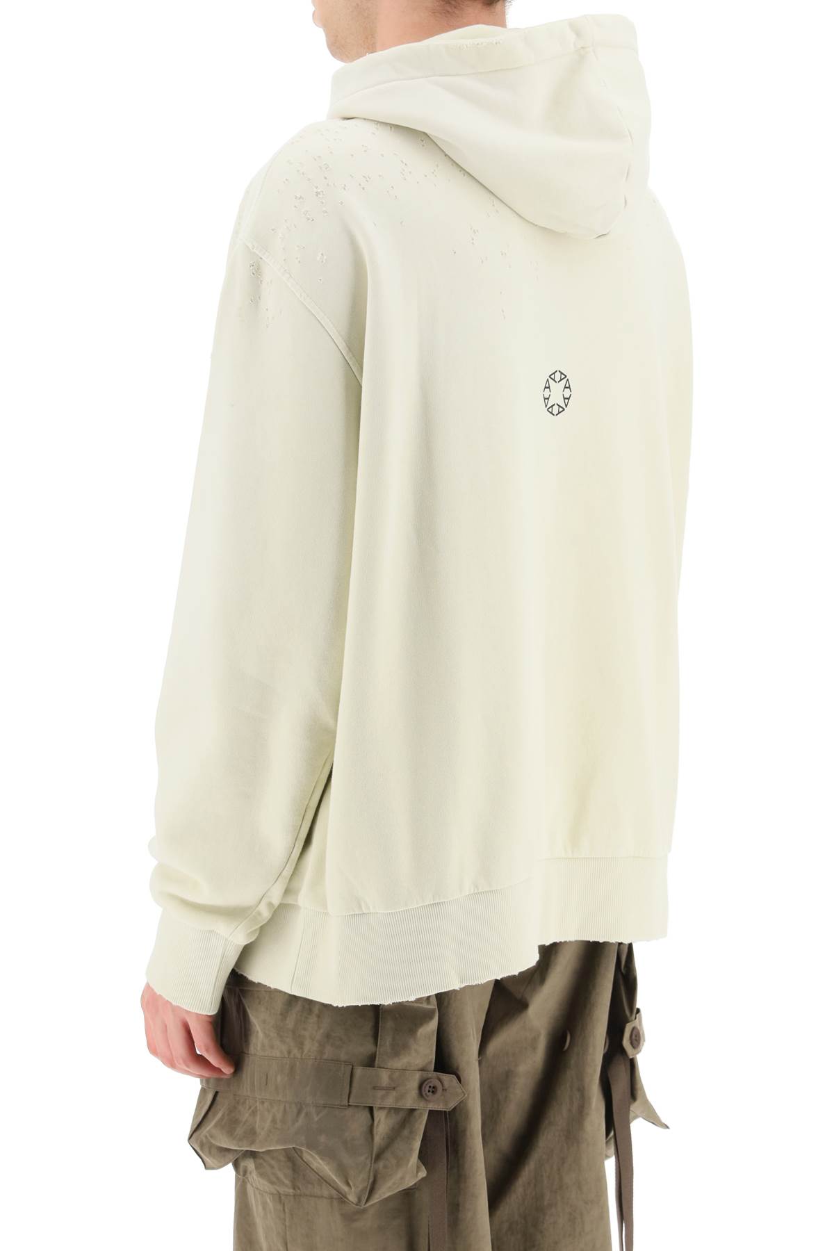 Alyx Hoodie With Distressed Details In Dirty Off White (white)