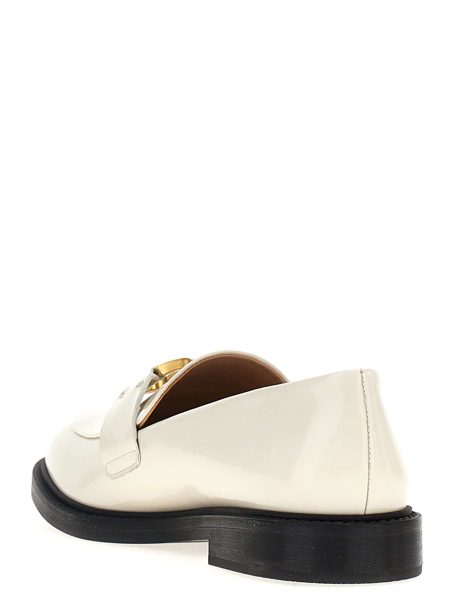 Chloé Marcie Embellished Leather Loafers In White