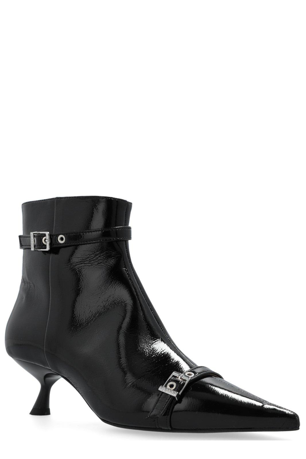 Shop Ganni Heeled Ankle Boots In Black