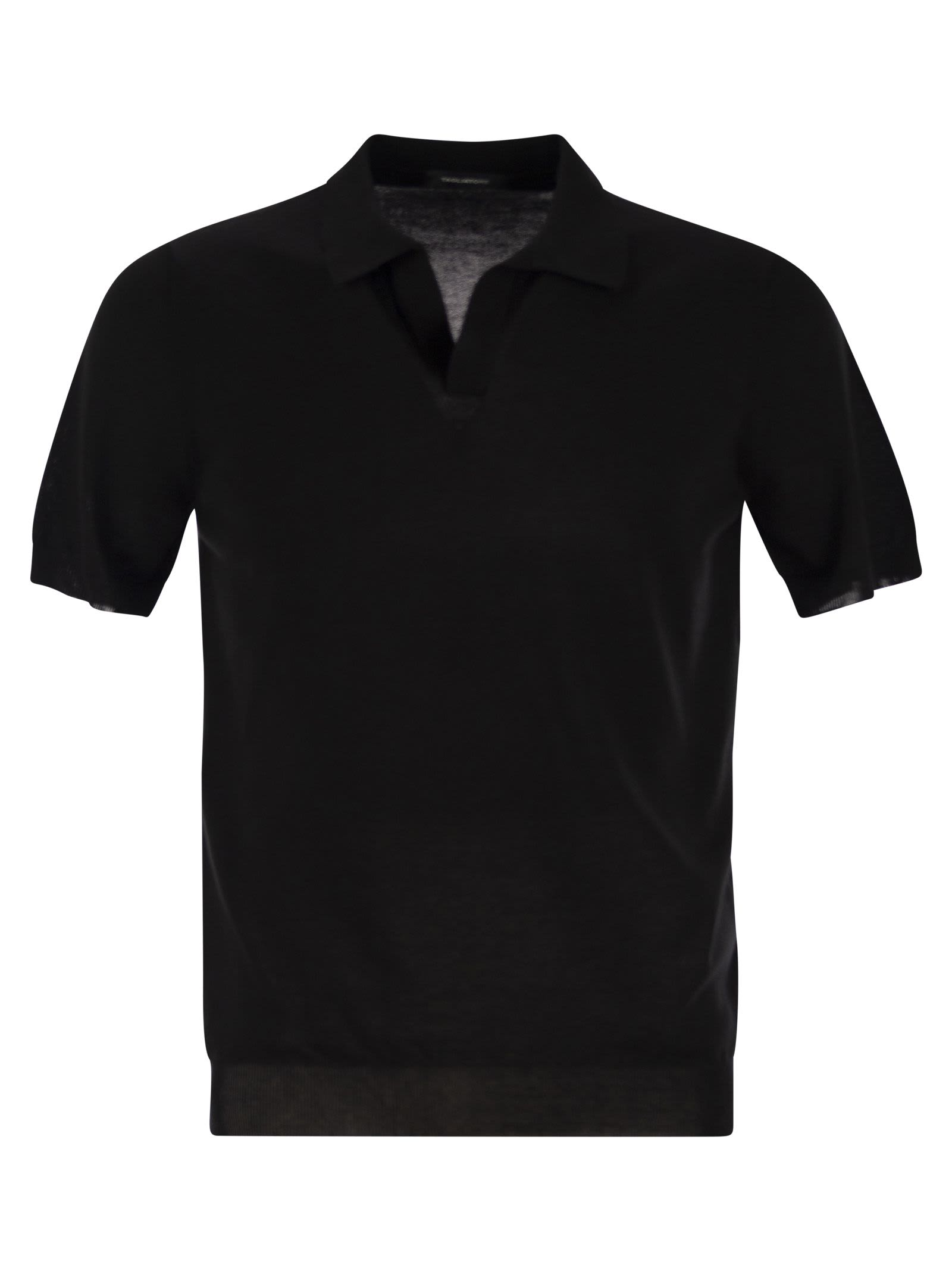 Shop Tagliatore Basic Short-sleeved Cotton Polo Shirt In Black