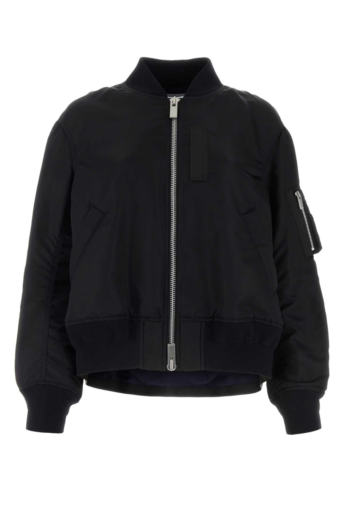 Sacai Short-sleeve Bomber Jacket In Black