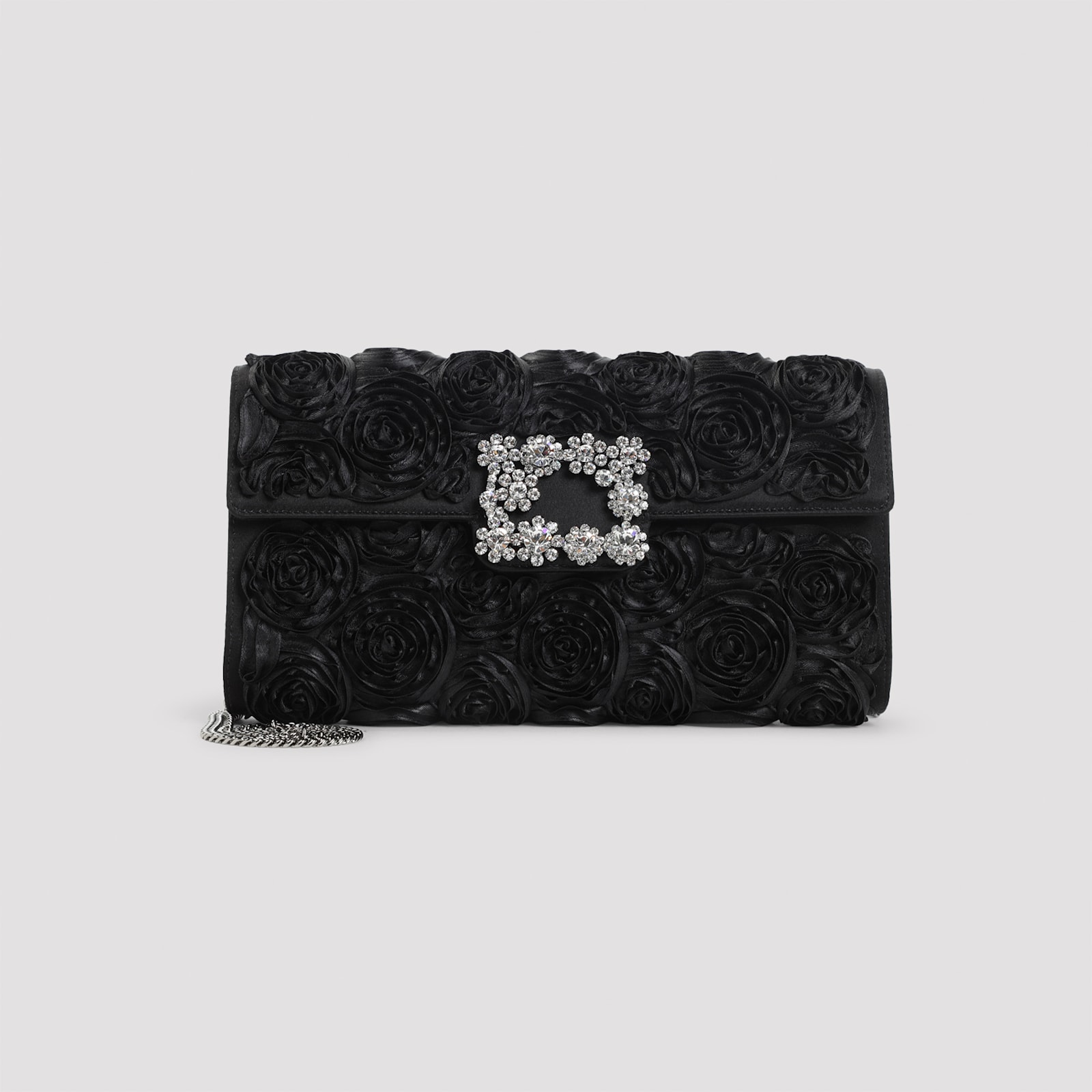 Roger Vivier Envelope Flap Rose Flower Buckle In Black