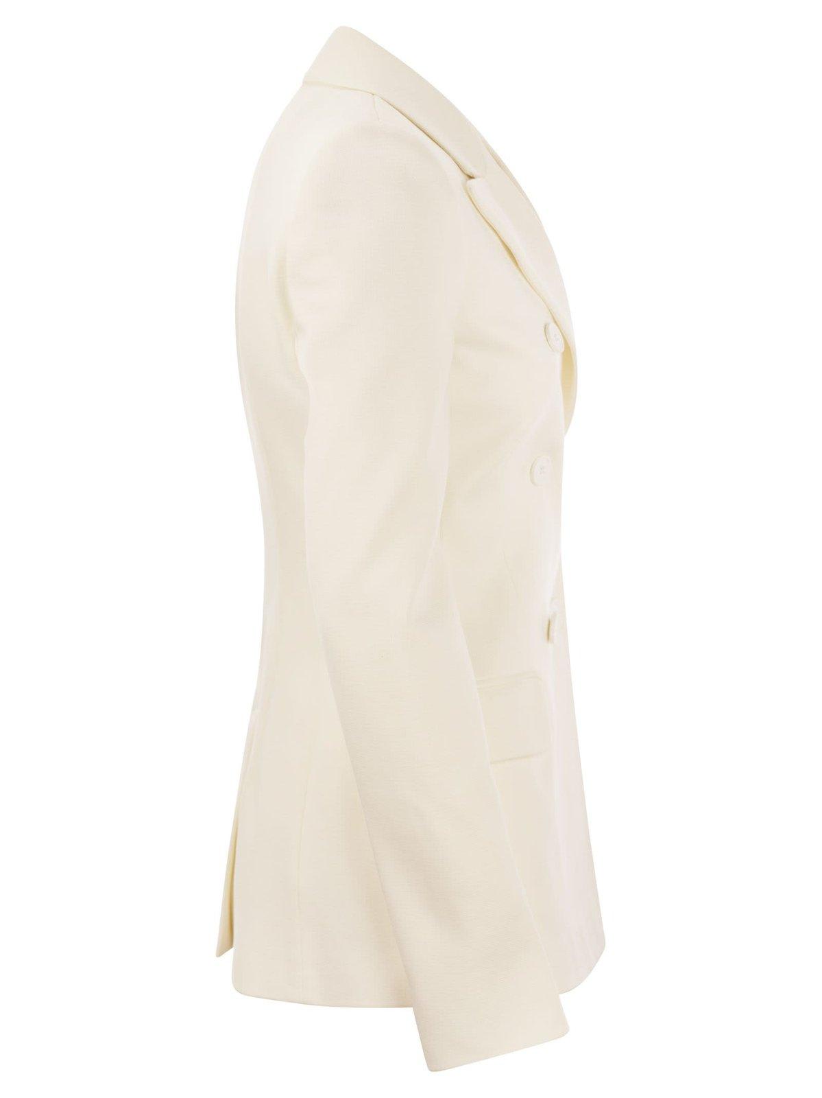 Shop Sportmax Double-breasted Long-sleeved Jacket In White