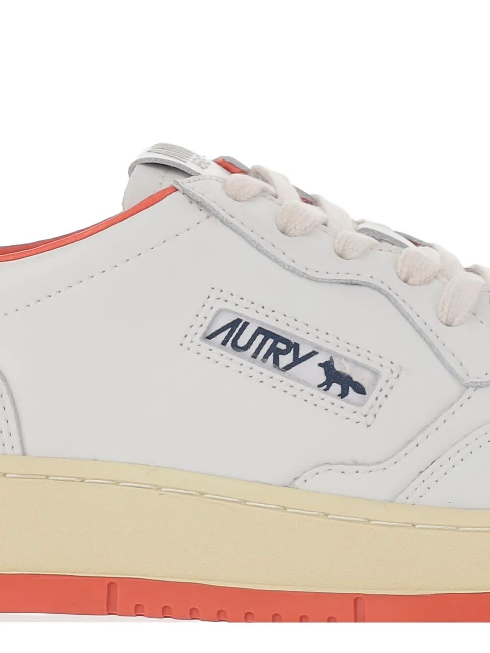 Autry X Maison Kitsune Medalist Low Top Sneakers In White