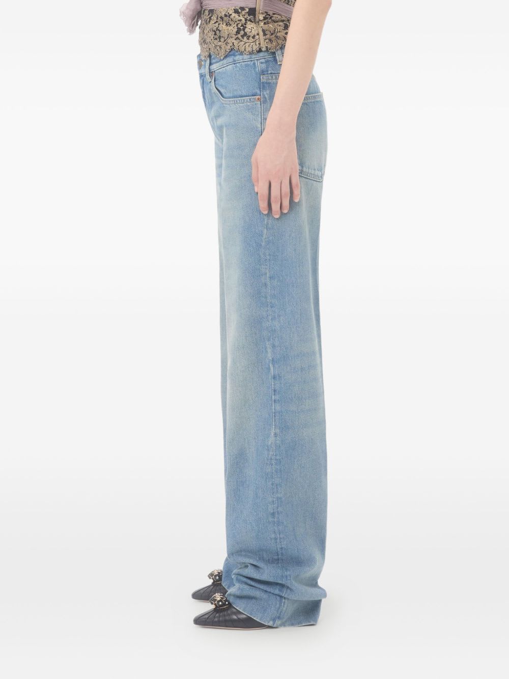 Valentino Garavani Jeans With Logo Application In Blue
