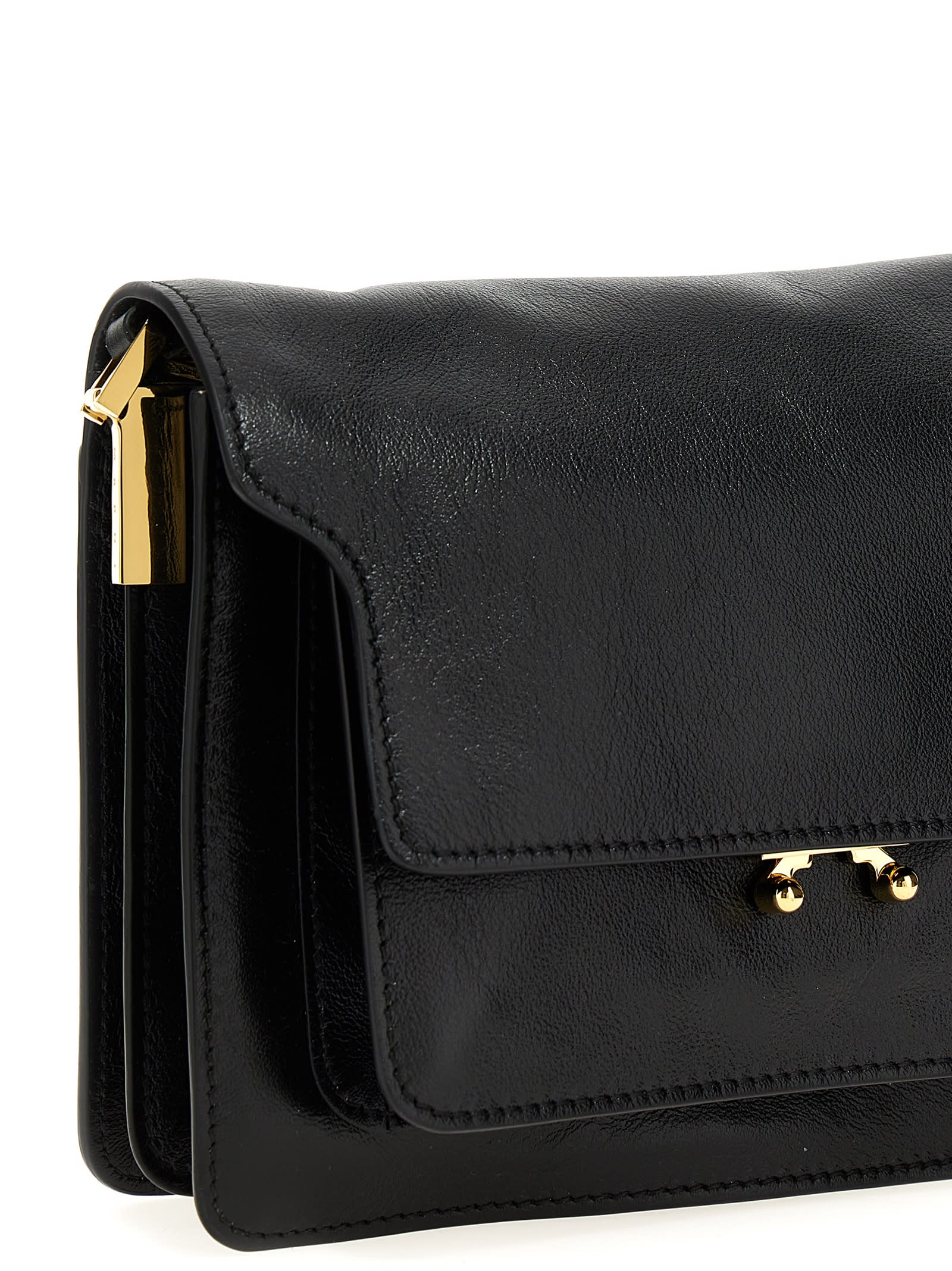 Shop Marni Trunk Medium Shoulder Bag In Black