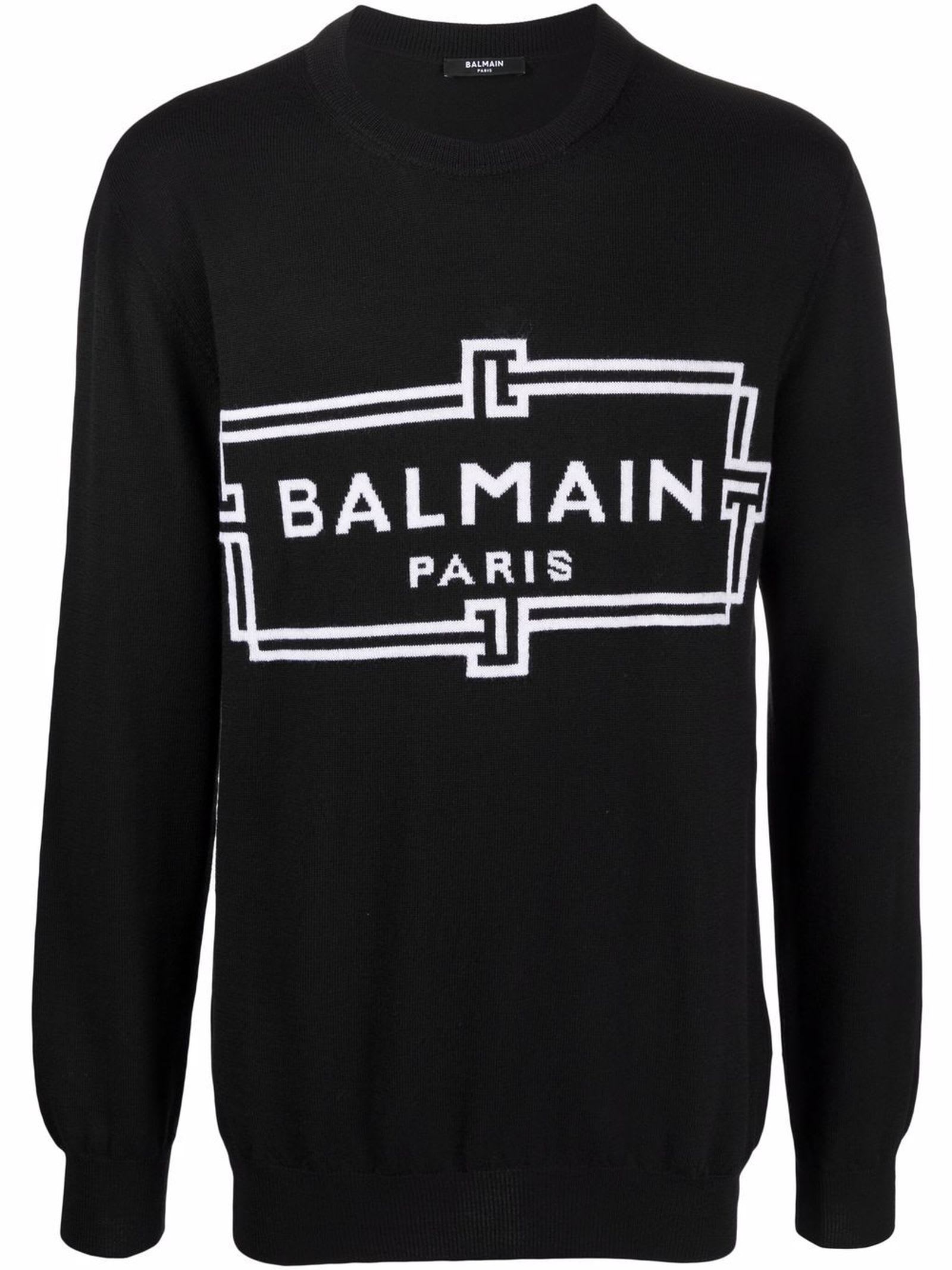 Balmain Black Merino Wool Sweater