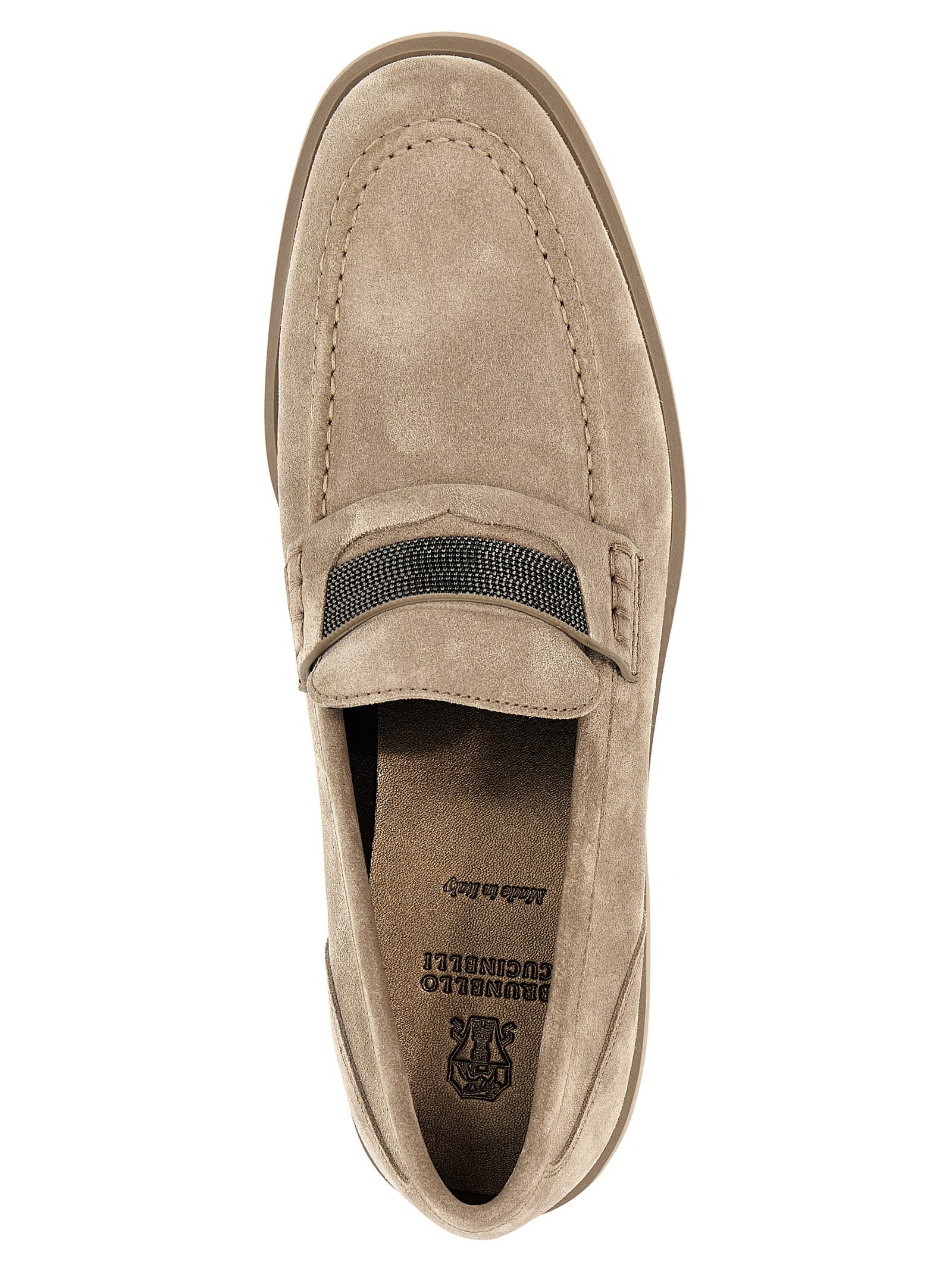 Shop Brunello Cucinelli Monile Loafers In Gray