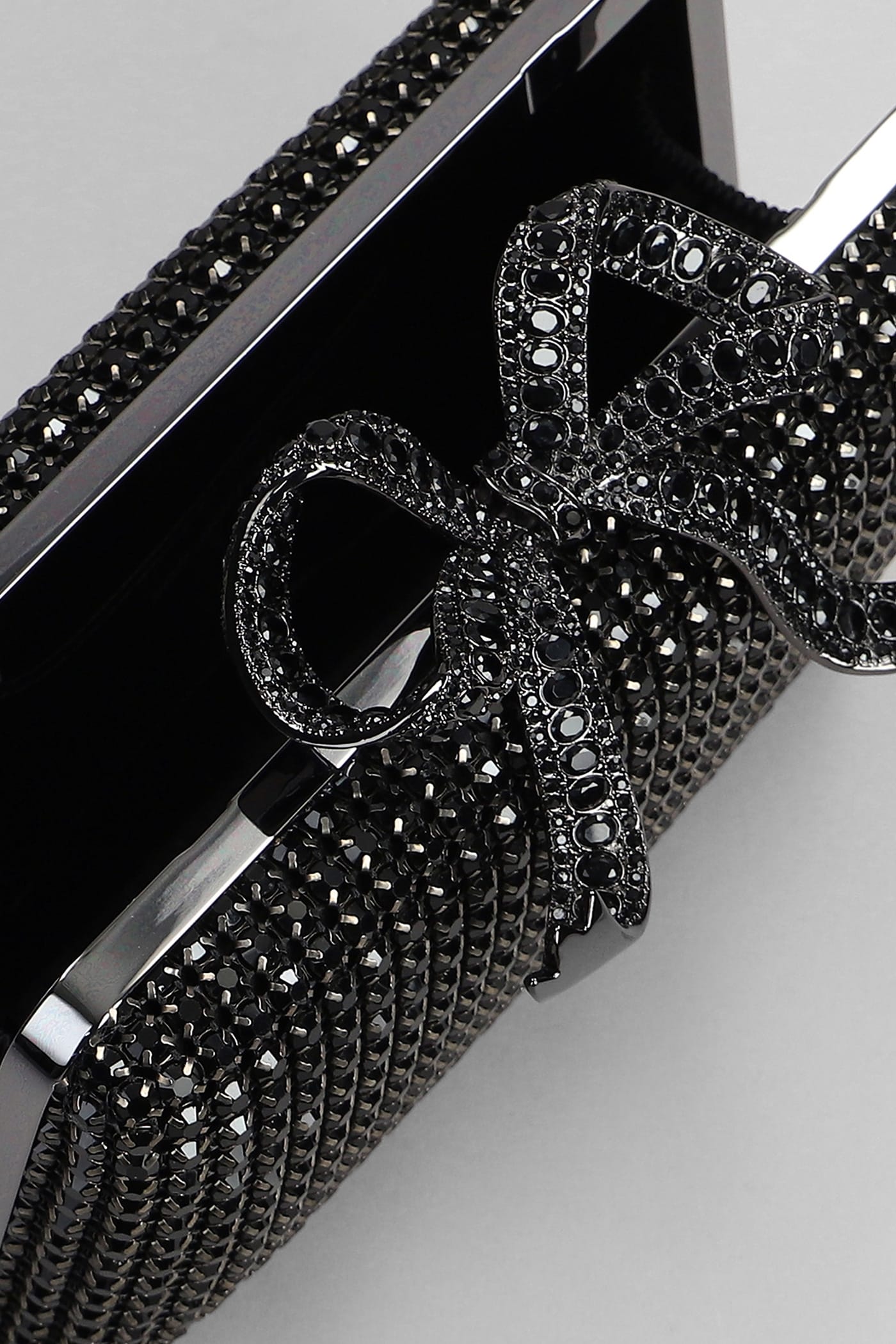 Self-portrait Crystal Box Clutch Clutch In Black Polyester In Black