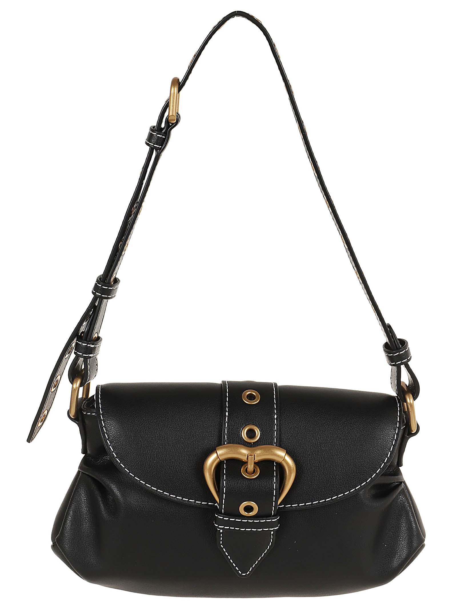 Shop Pinko Jolene Shoulder Mini Vitello C In Q Nero Antique Gold