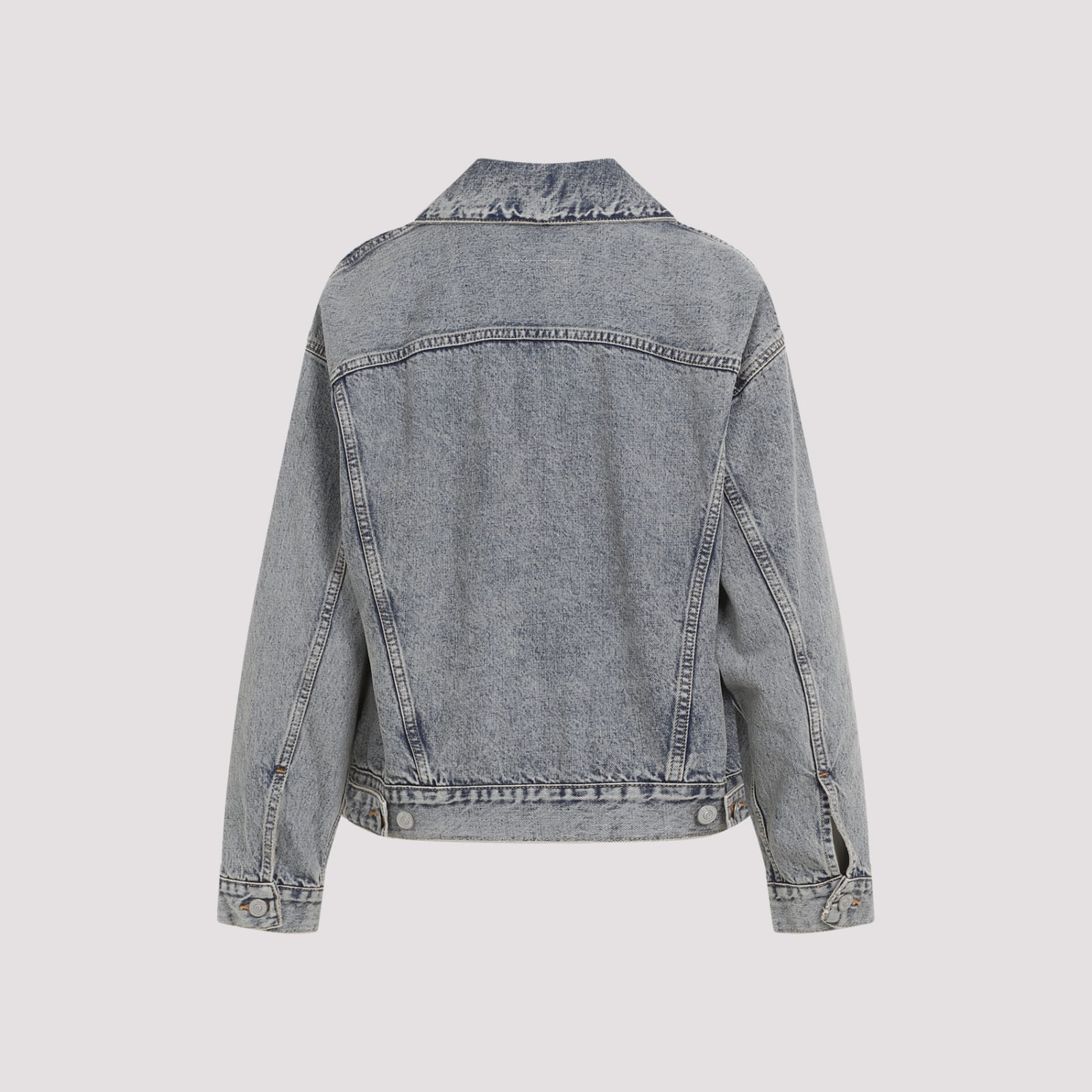 Shop Mm6 Maison Margiela Denim Jacket In Light Blue