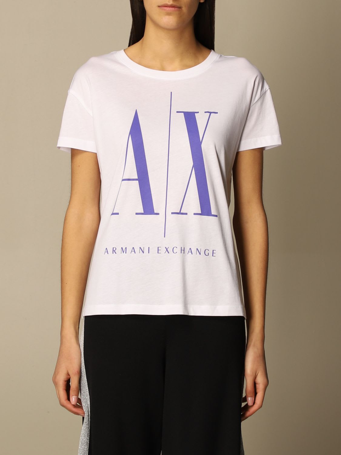Armani Collezioni Armani Exchange T-shirt Half Sleeve Crew Neck Logo In White