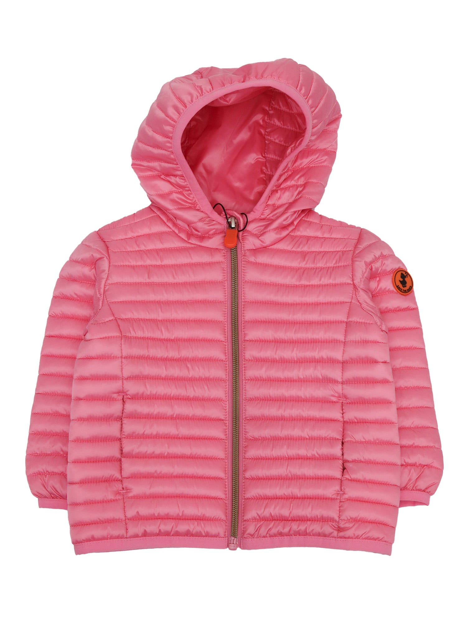 Save The Duck Pink Down Jacket For Baby Girl With Logo In Pink