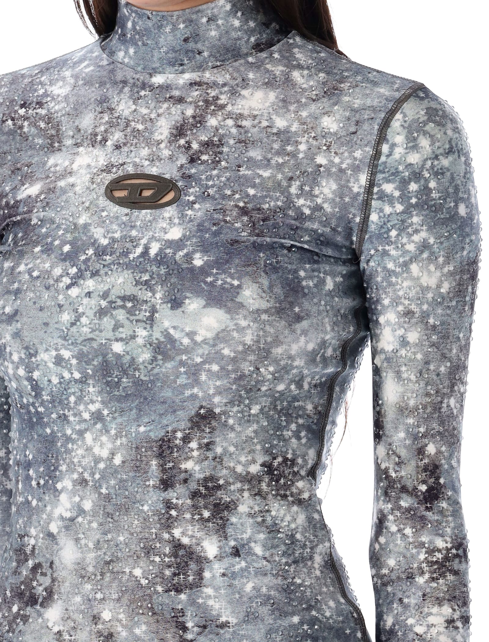 Diesel Nylon Blend Cozy Sweater In Silver