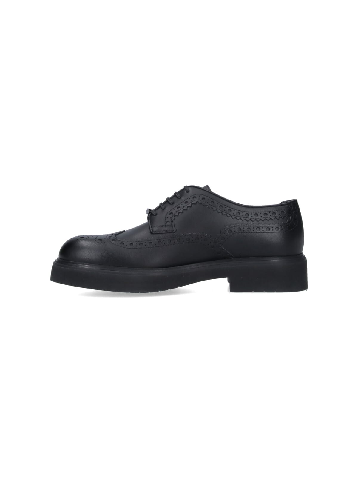 Ferragamo Logo Derby Shoes In Brown Leather Brogue