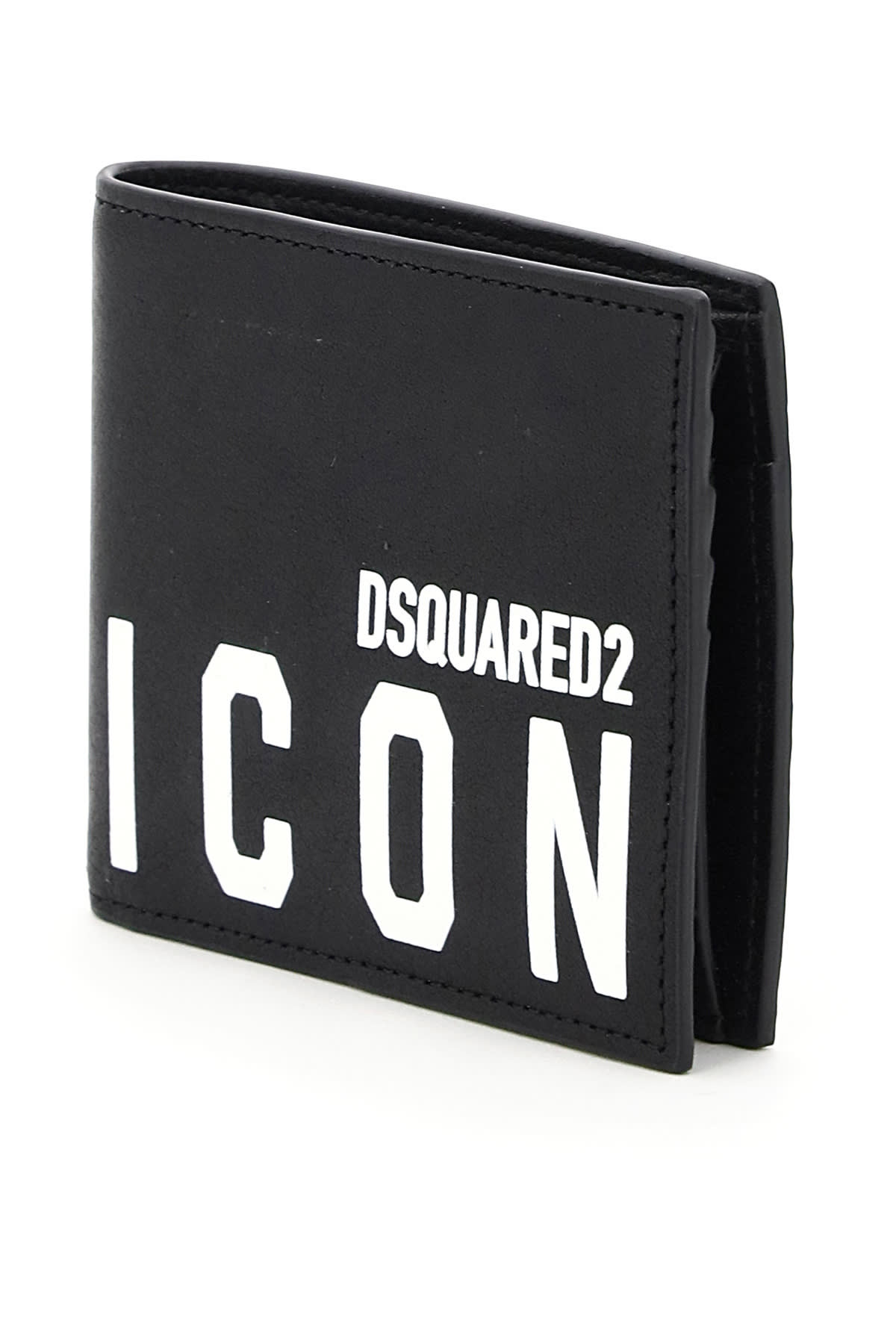 Shop Dsquared2 Icon Print Leather Wallet  In Black