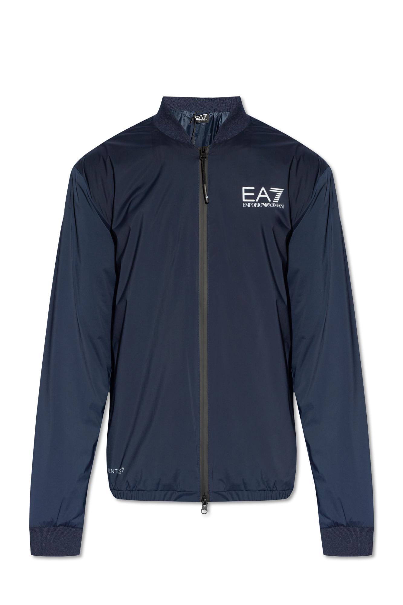 Shop Ea7 Emporio Armani Jacket With Logo In Blue