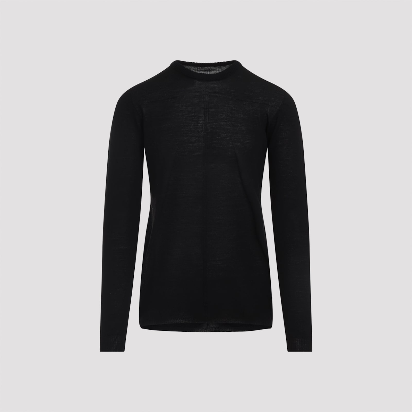 Rick Owens Black Cotton Ribbed Long Sleeves T-shirt In Black