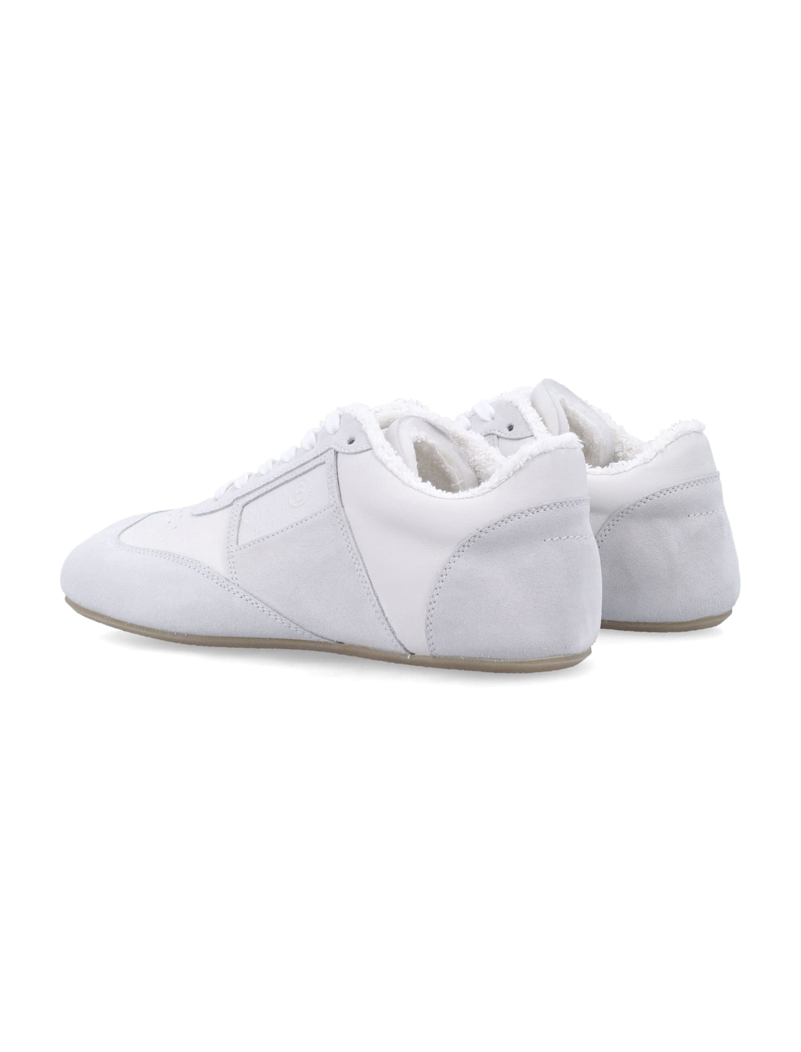 Mm6 Maison Margiela White Leather And Suede Sneaker In White
