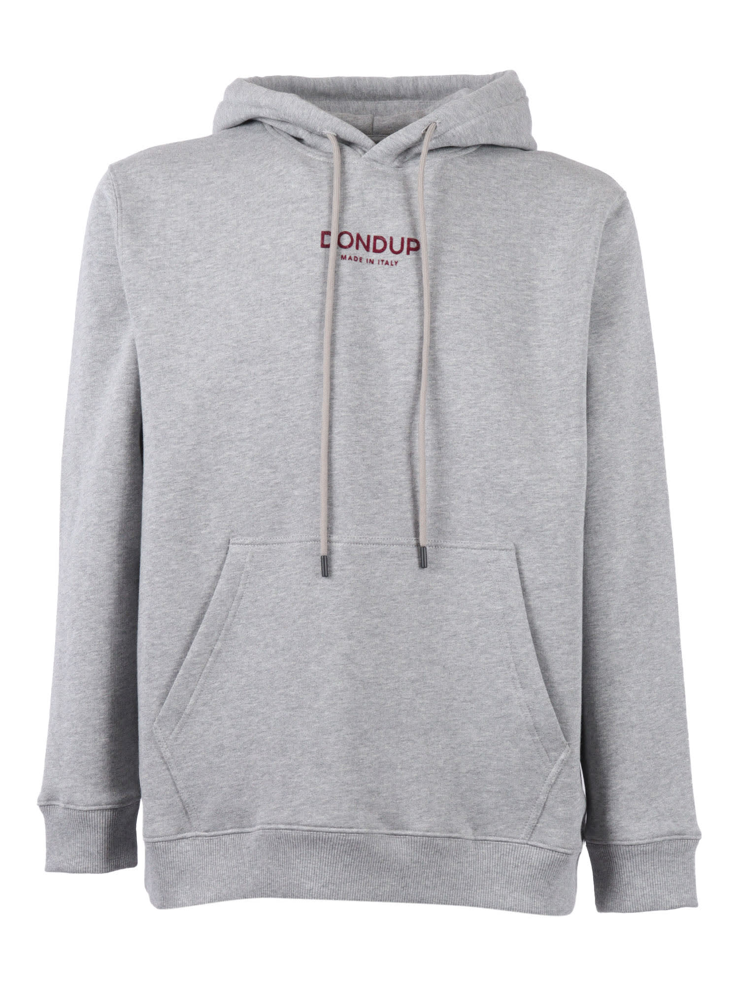 Dondup Light Grey Cotton Hoodie With Adjustable Drawstring In Gray