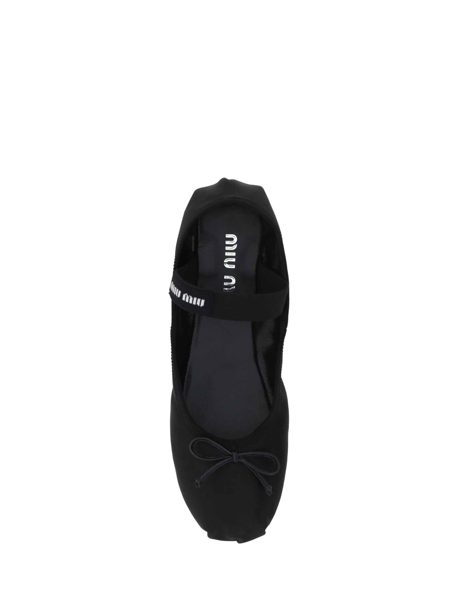 Miu Miu Suede Ballerina Flats In Nero