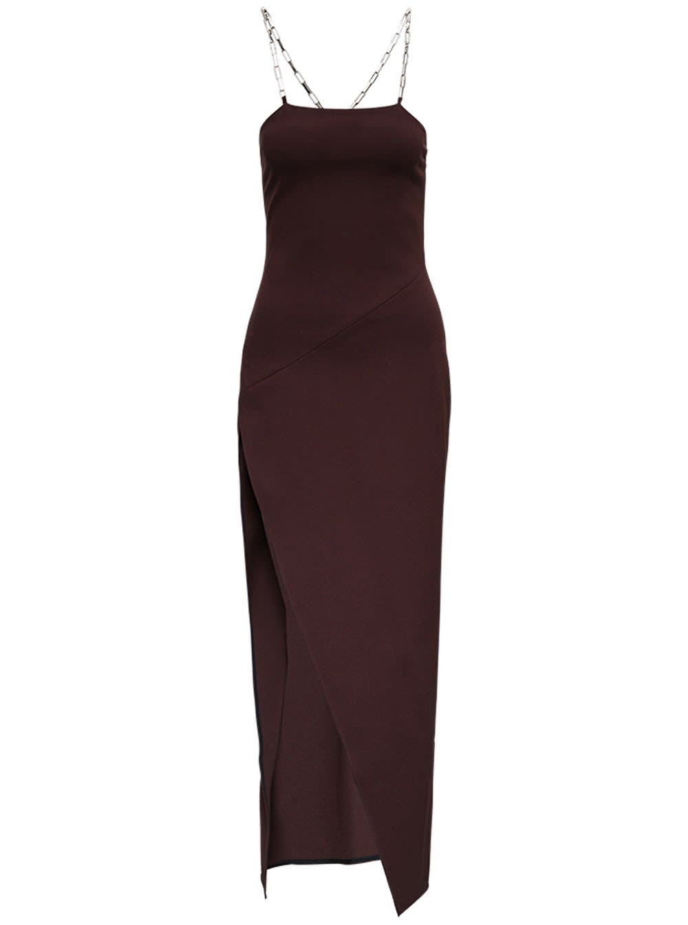 The Attico Long Dress In Viscose Blend With Chain Straps