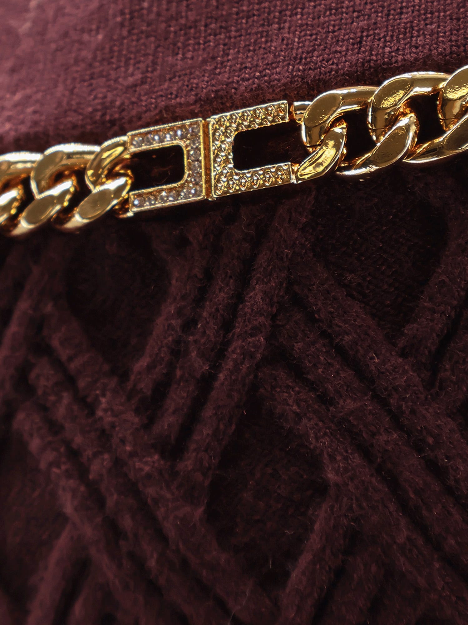 Elisabetta Franchi Gonna In Maglia A Rombi Con Dettaglio Gioiello Merlot In Burgundy