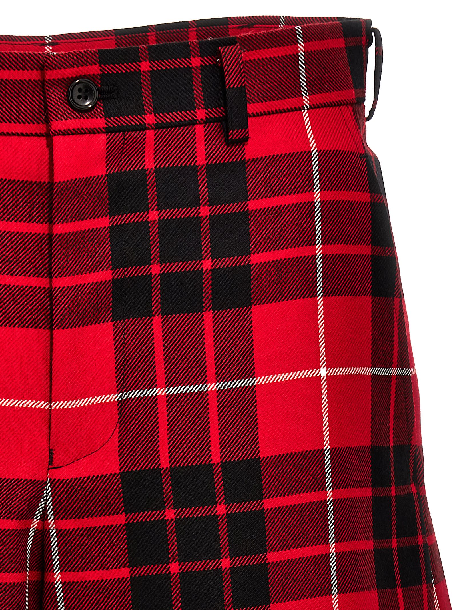 Shop Black Comme Des Garçons Check Bermuda Shorts In Red