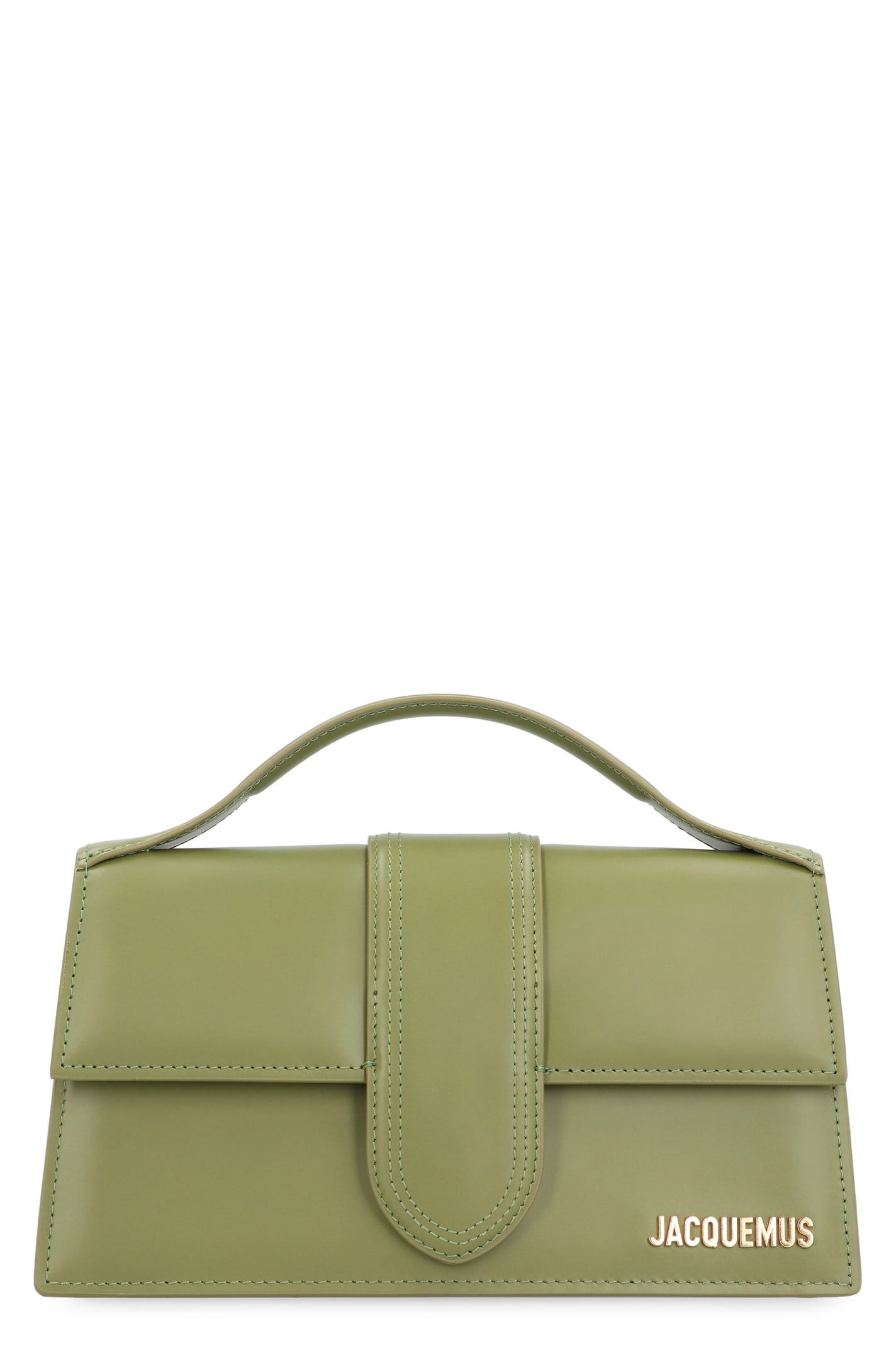 Shop Jacquemus Le Grand Bambino Leather Handbag In 560 Khaki