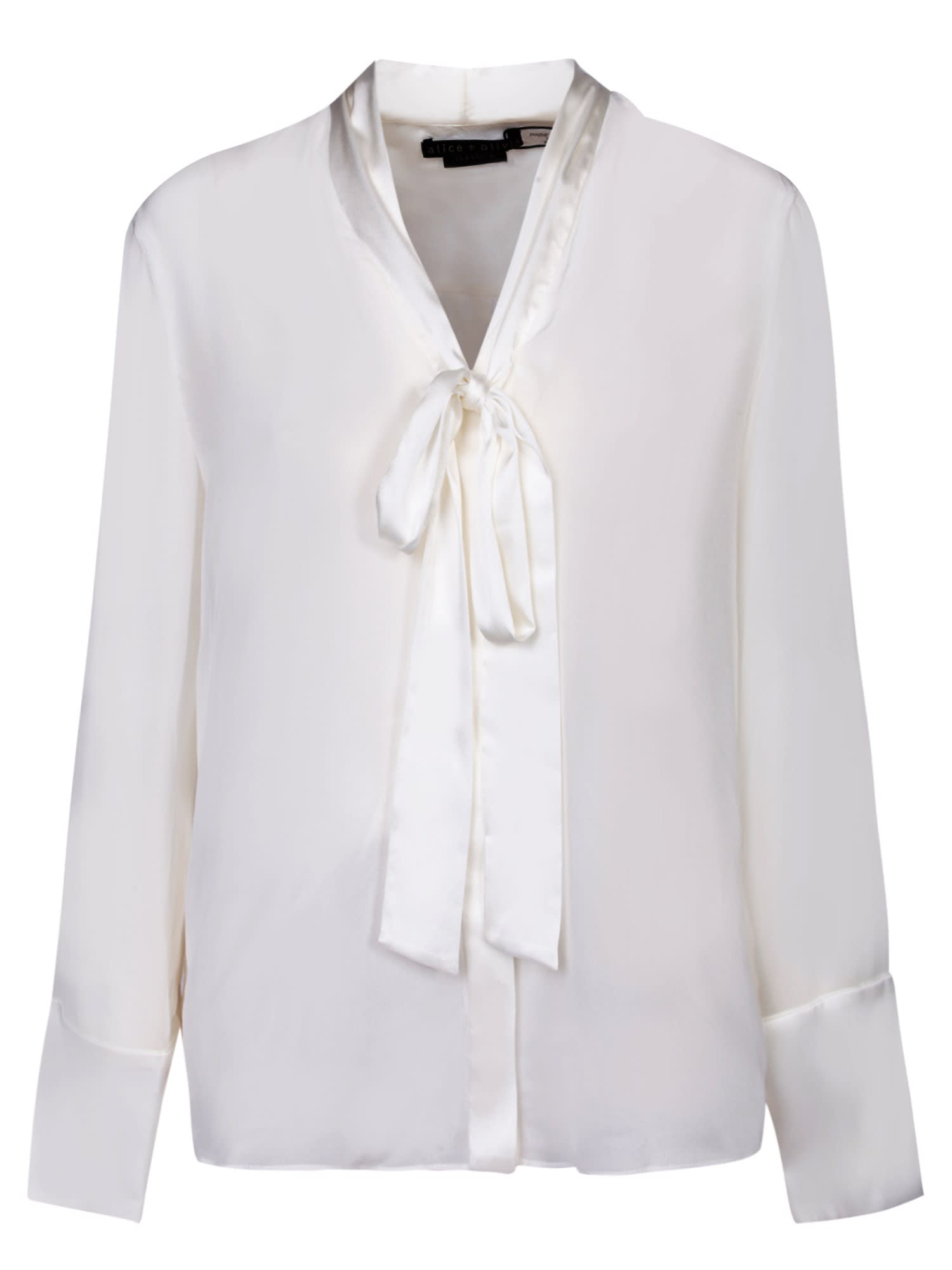 Shop Alice And Olivia White Bow Tie Blouse