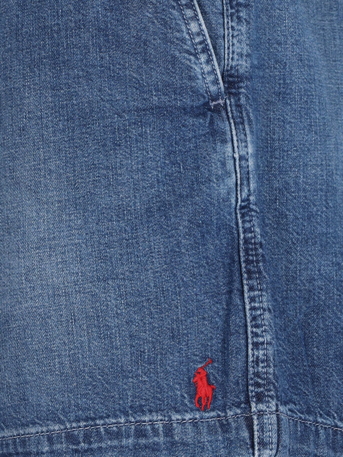 Shop Polo Ralph Lauren Logo Denim Pants In Blue