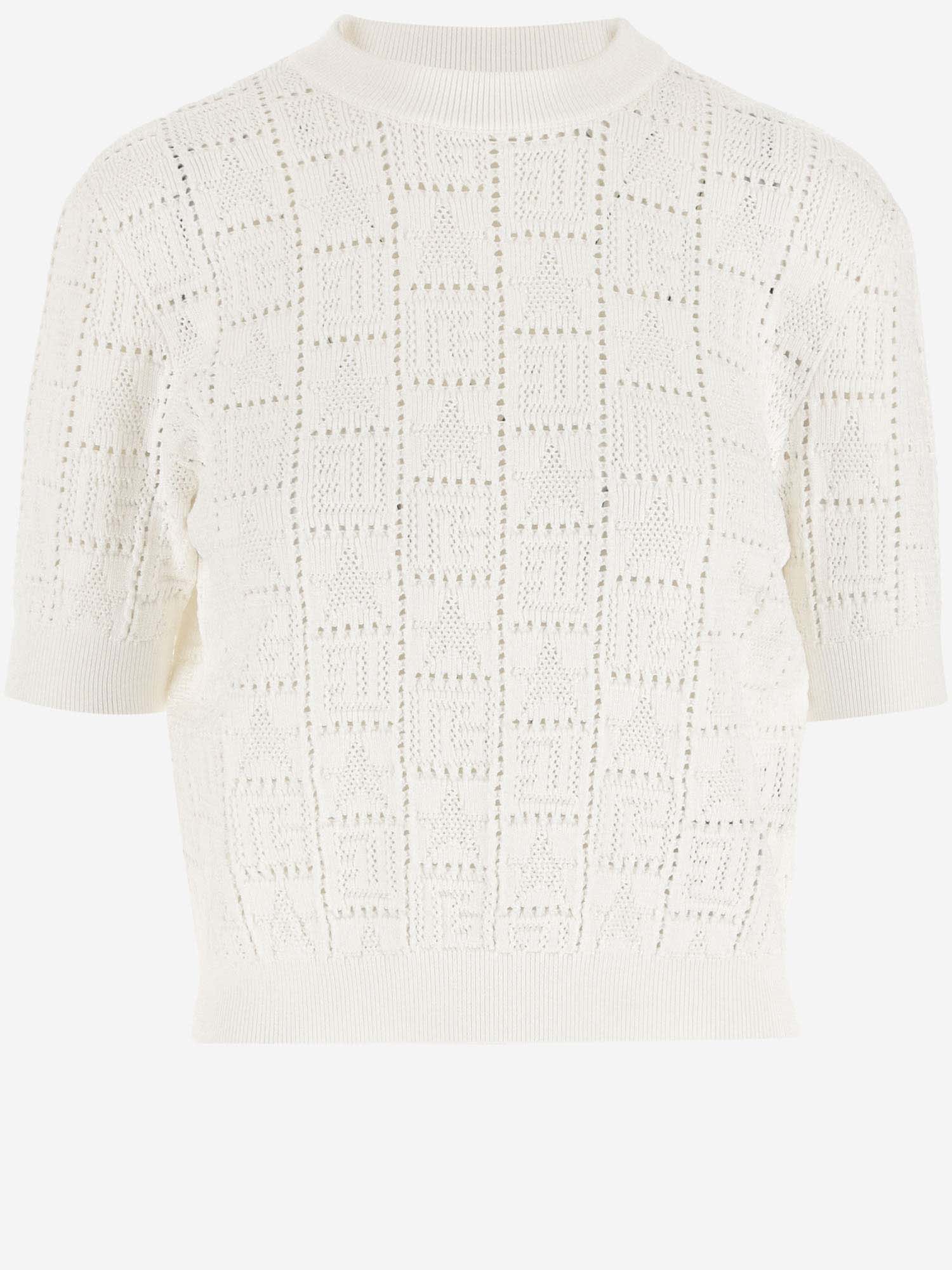 Shop Balmain Monogrammed Knit Pullover In White