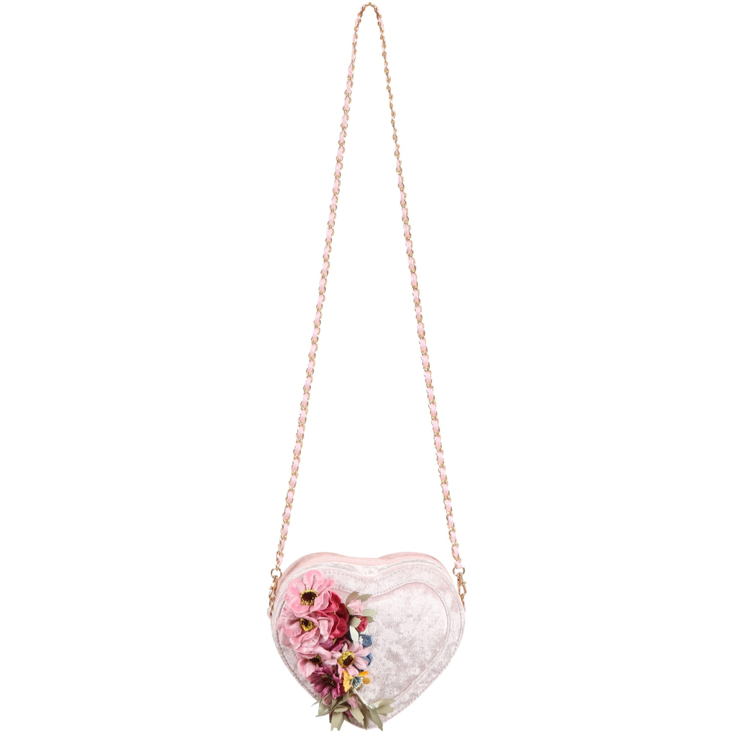 Monnalisa Pink Bag For Girl With Flowers