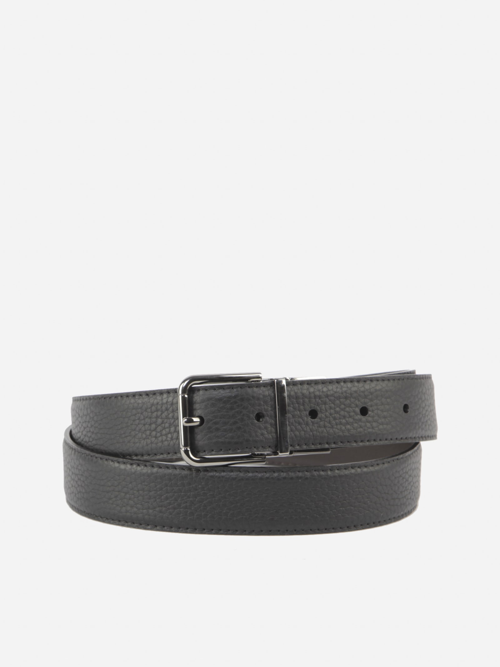 Dolce & Gabbana Textured Leather Belt With Metal Buckle
