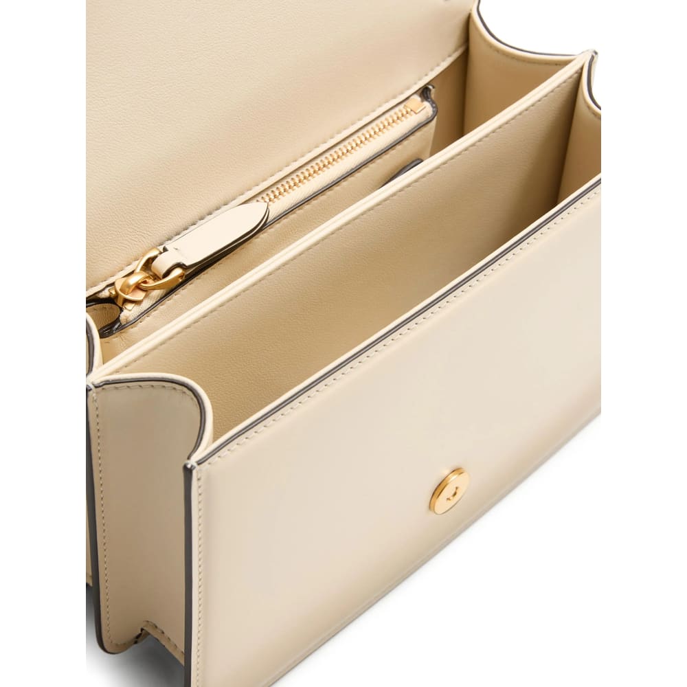 Valentino Leather Vlogo Signature Shoulder Bag In Neutral