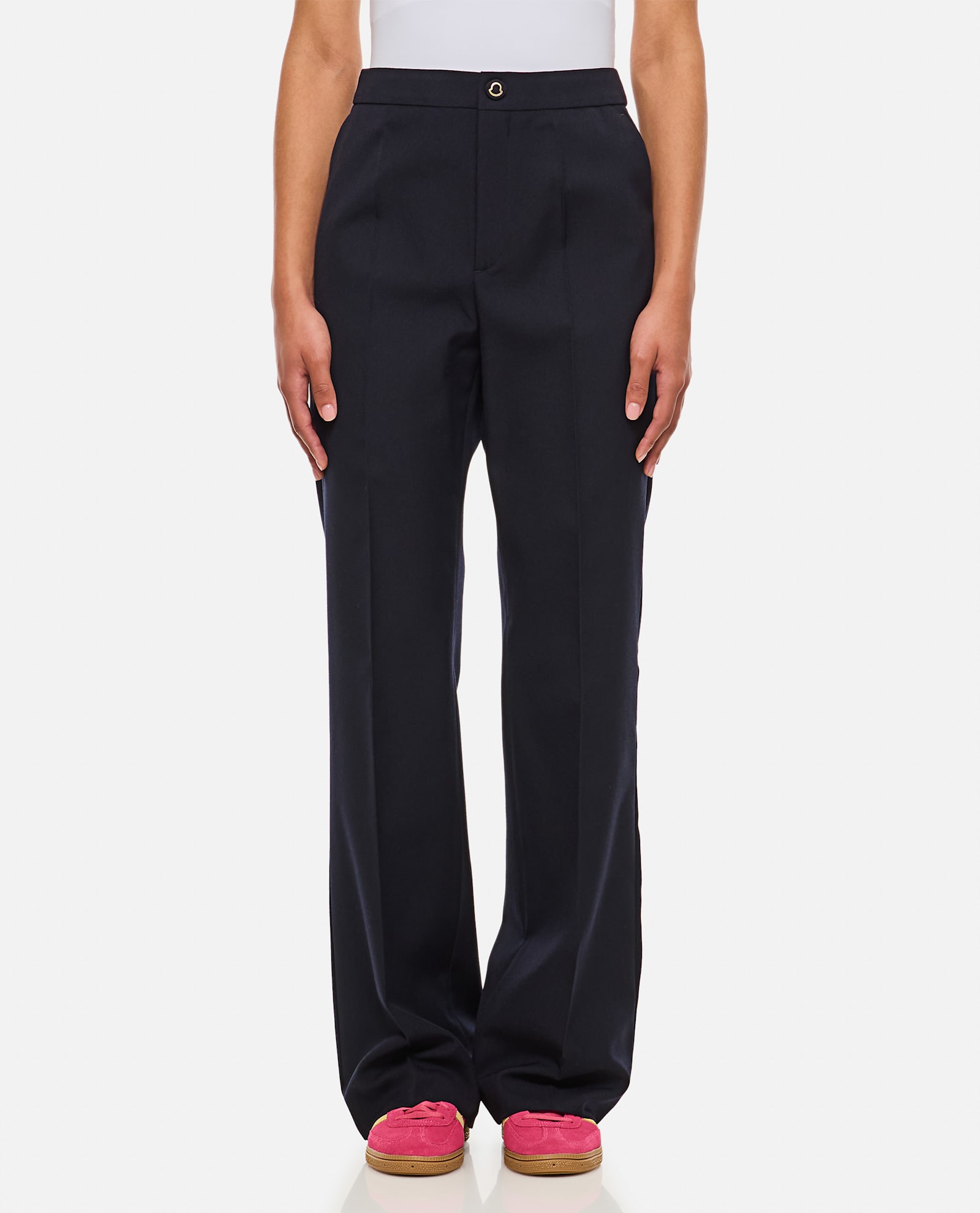 Moncler High Waist Denim Pants In Blue