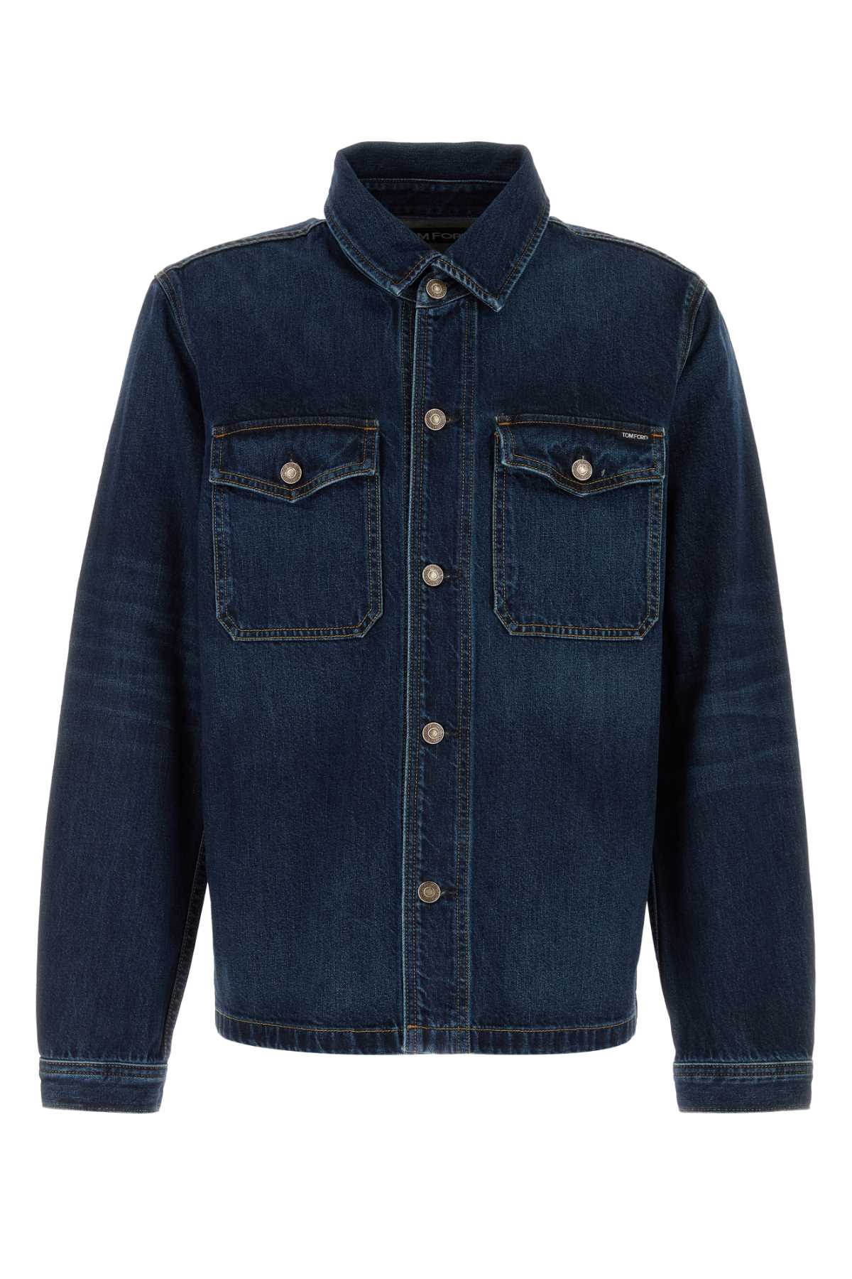 Shop Tom Ford Denim Jacket In Blue