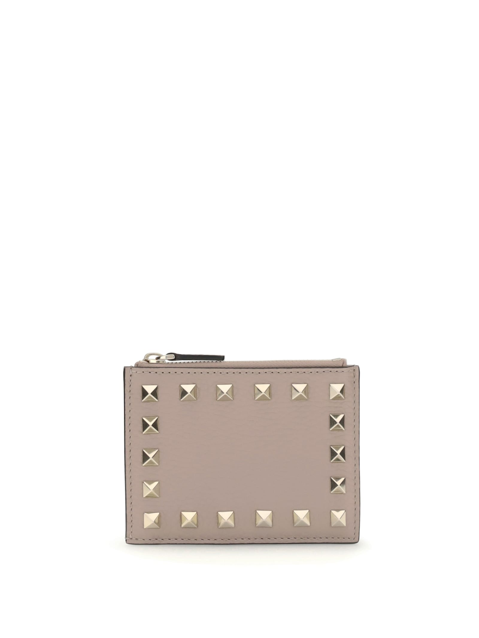 Valentino Rockstud Card Holder In Brown