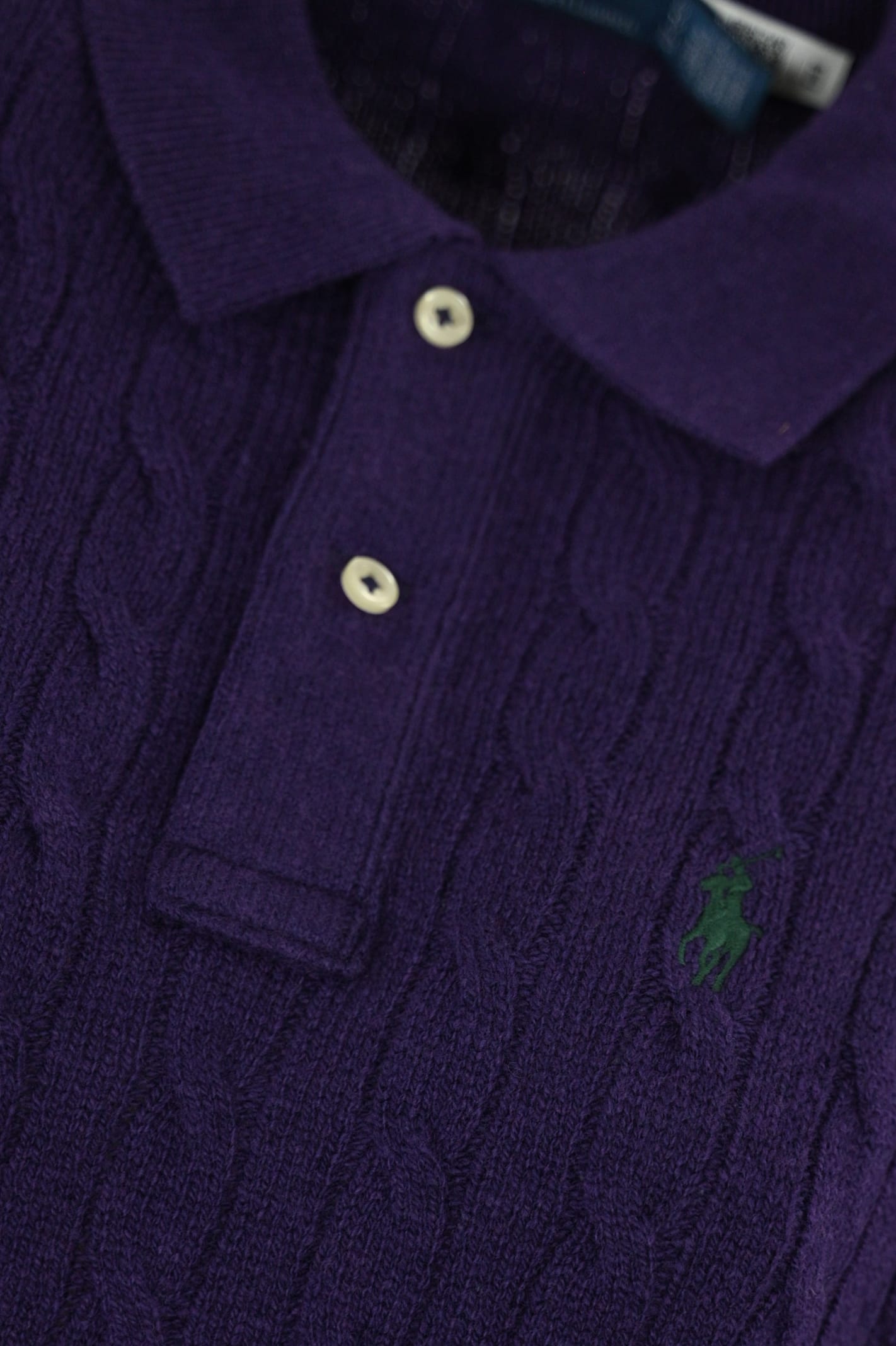 Shop Polo Ralph Lauren Cable-knit Polo Shirt In Wool And Cashmere In Purple