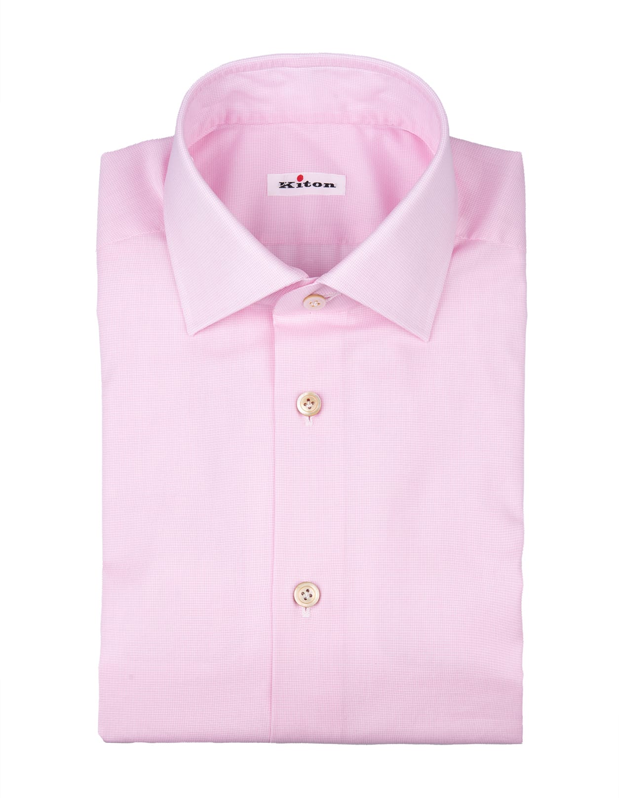 Kiton Man Pink Fil A Fil Cotton Shirt