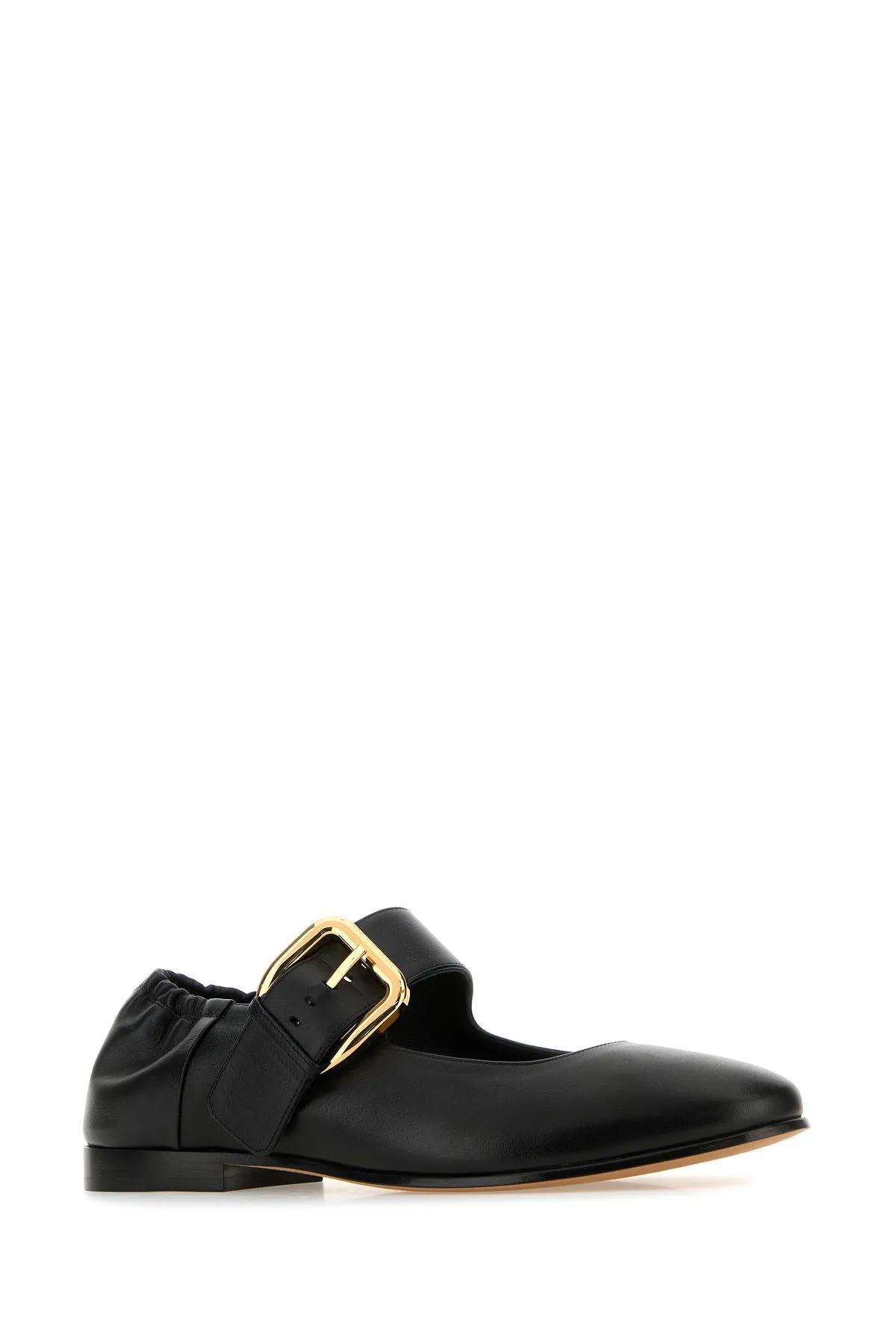 Shop Bottega Veneta Black Leather Mary Jane Astaire Ballerinas In Nero