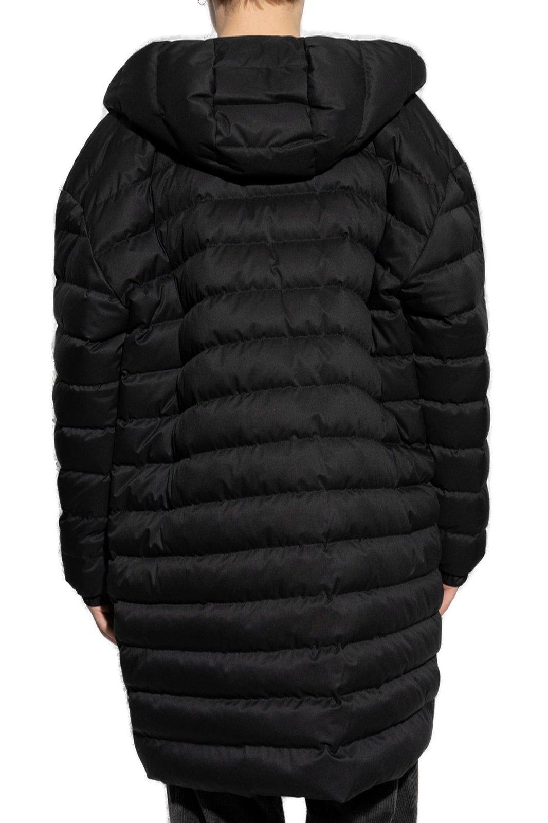 Shop Dolce & Gabbana Logo Patch Quilted Down Coat In Black