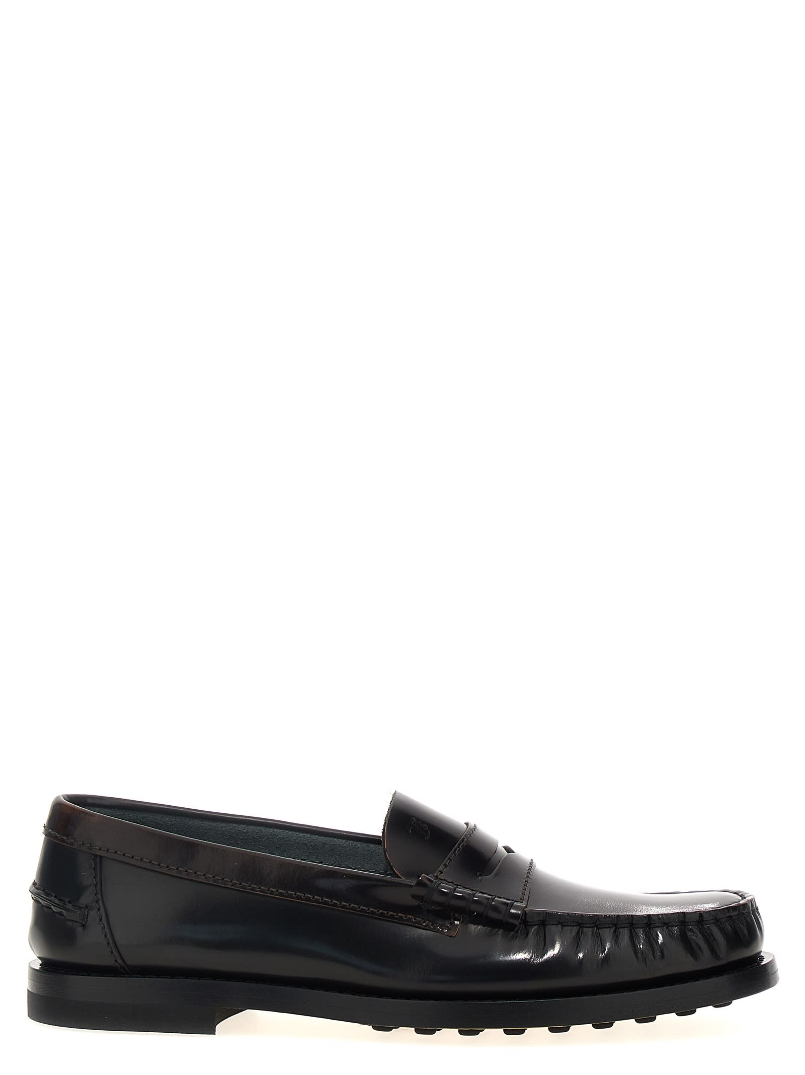 Shop Tod's Leather Loafers In Black