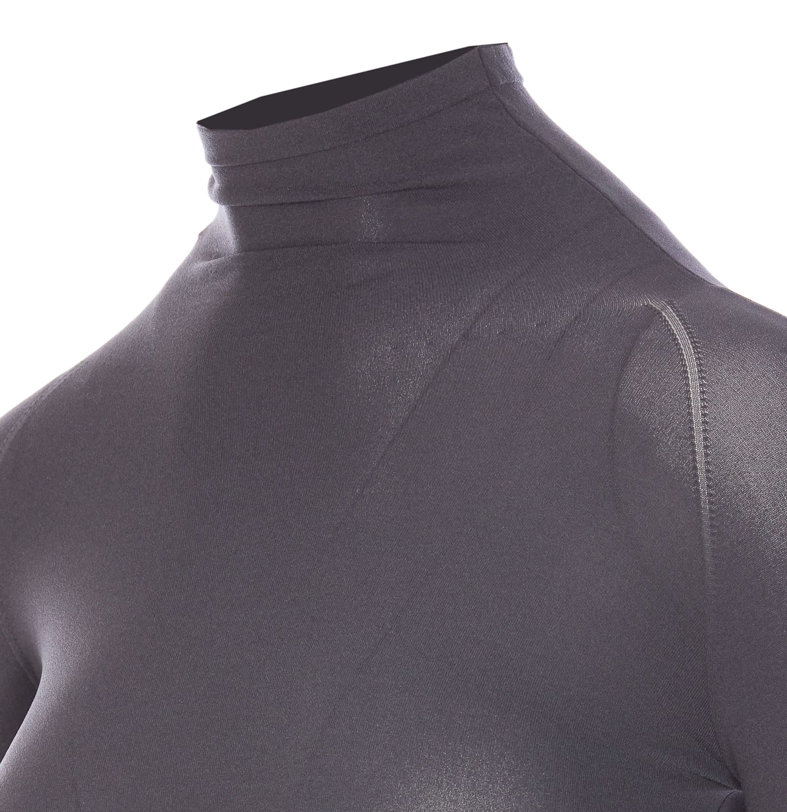 Alaïa Fitted High Neck Long Sleeve Top In Grey