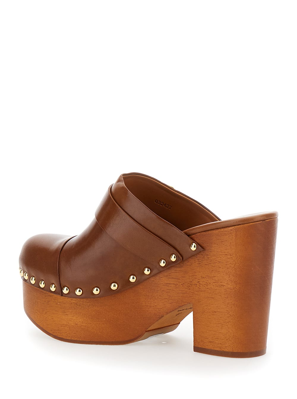 Shop Chloé Jeanette Brown Wedge Clog In Leather And Wool Woman In Gingerbrown