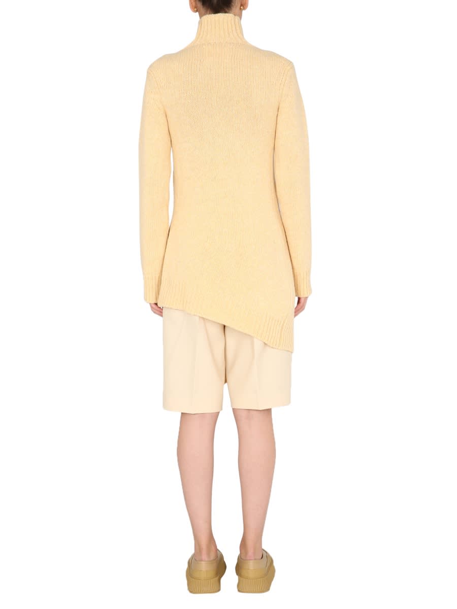 Shop Jil Sander Long Asymmetric Sweater In Yellow