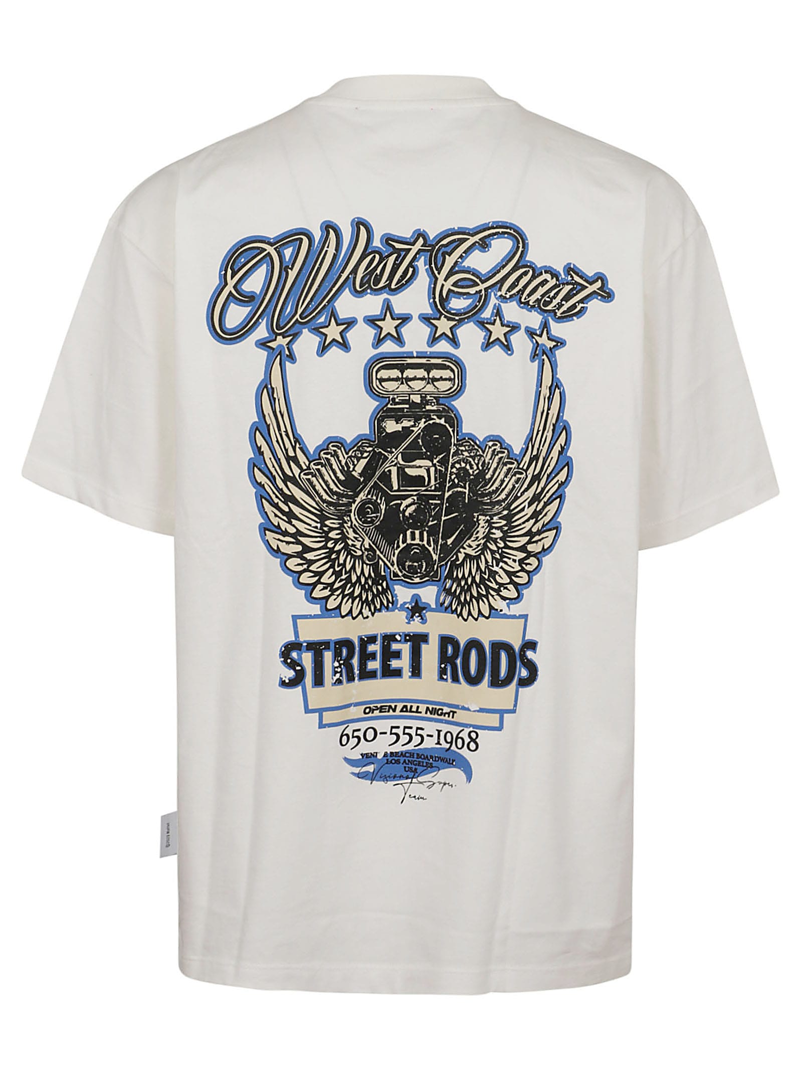 Shop Vision Of Super White T-shirt With Blue Motor Print
