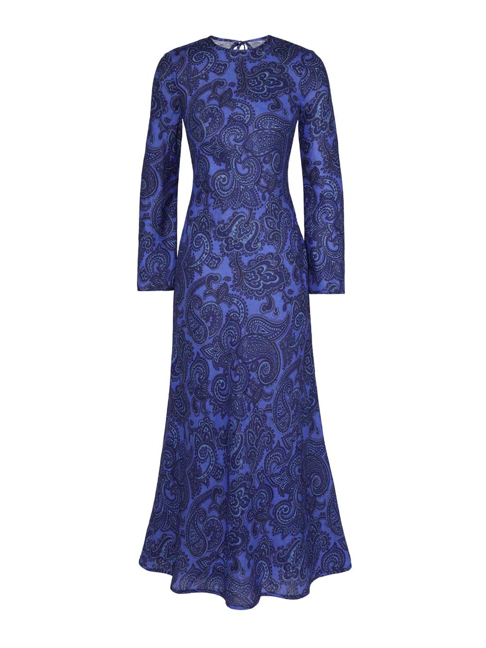 Shop Zimmermann Ottie Bias Backless Dress In Blue Paisley